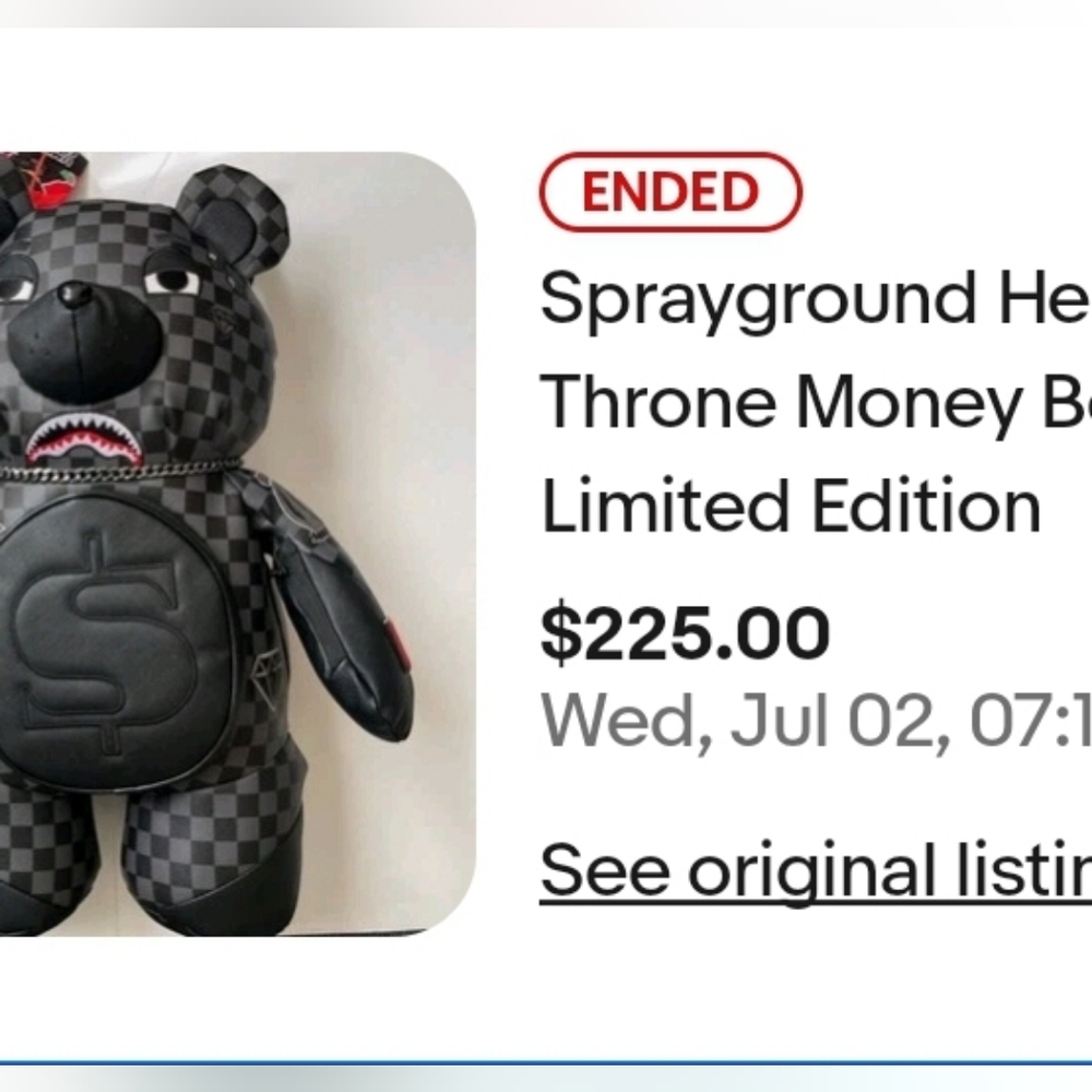 Sprayground Henny Aiir to The Throne MONEYBEAR TEDDYBEAR BACKPACK Limited Editio - Picture 16 of 17